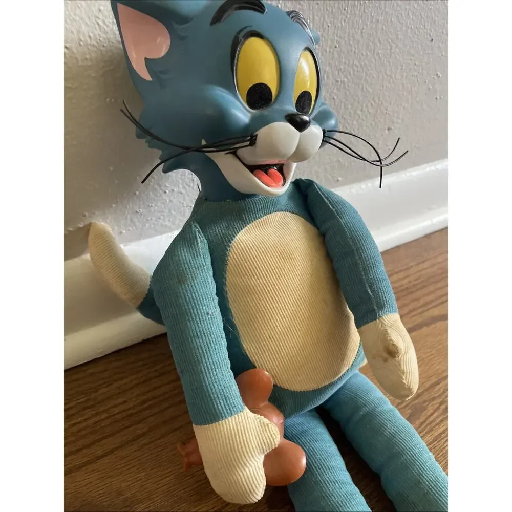 VTG 1965 Mattel Tom & Jerry Blue Corduroy Plush Doll: Non Talking, Has Stains